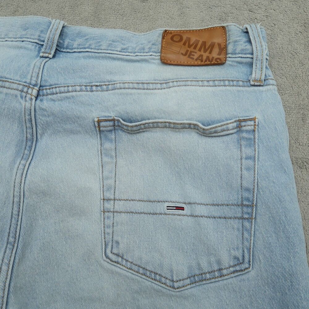 Tommy Jeans Mens Size 36x32 Blue Relaxed Straight Stretch Light Wash Distressed - Picture 11 of 16